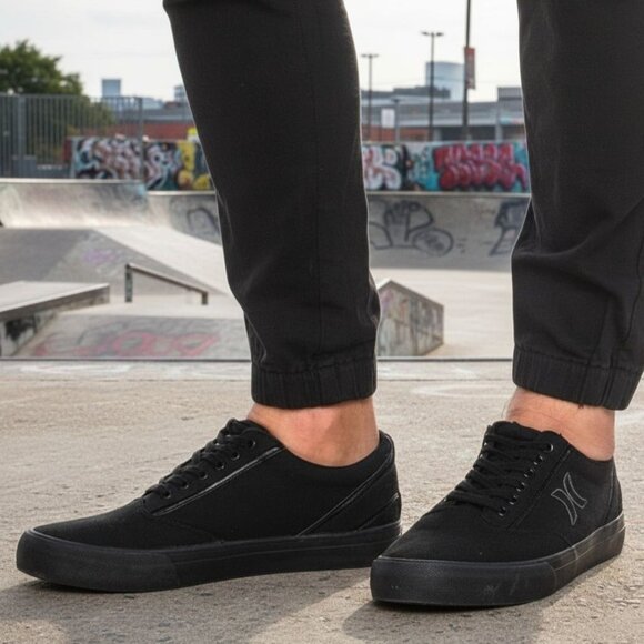 Hurley 8 Sneaker Men Arlo Canvas Lace-up Casual Shoes Classic Black Athleisure - Picture 1 of 16